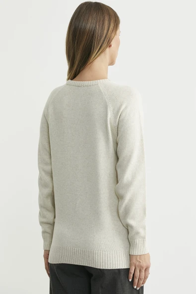 Bisiklet Yaka Motifli Triko Hırka - Taş - Resim 5