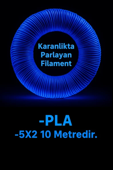 Oppy Karanlıkta Parlayan Mavi 3D kalem PLA Filamenti 1.75mm 10 Metre (5 adet 2 metrelik filament) ürün görseli 1