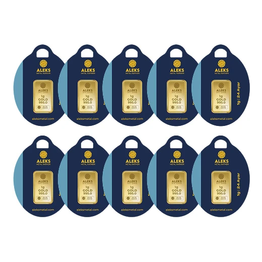 AgaKulche 24 Ayar 10 Adet 1 gr 995 AMR Külçe Altın ürün görseli 1