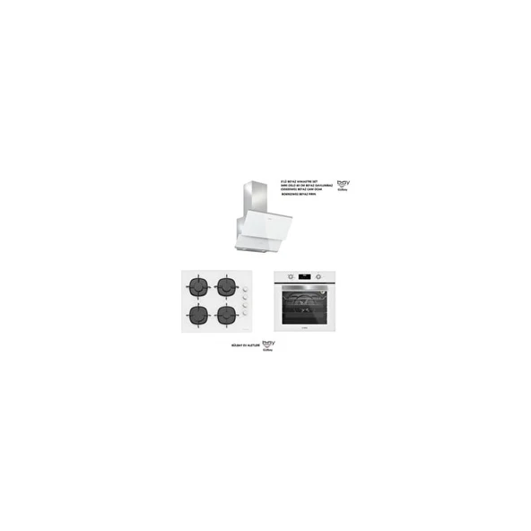 Silverline 3'lü Beyaz Cam Ankastre Set (3490 Oslo 60 BEYAZ+CS5335W01+BO6502W02) ürün görseli