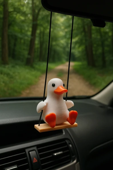 Oppy Ördek Şeklinde Salıncakta Sallanan Dikiz Aynası Süsü ürün görseli 1