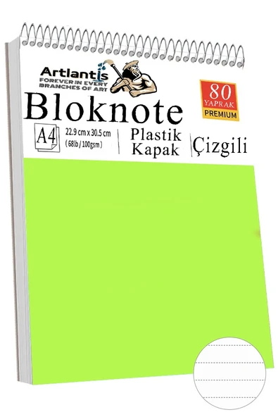 Telli Masaüstü Not Defteri Çizgili A4 1 Adet Masa Üstü Plastik Kapaklı Spiralli Bloknot Blocknote 80 Yaprak Okul Ofis - Resim 2