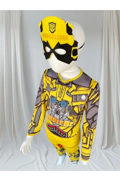MODA ÇOCUK KOSTÜM Transformer Bumblebee Kostüm – 3-8 Yaş Çocuk Süper Kahraman Kıyafeti - Resim 5