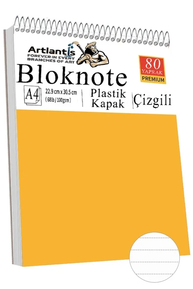 Telli Masaüstü Not Defteri Çizgili A4 1 Adet Masa Üstü Plastik Kapaklı Spiralli Bloknot Blocknote 80 Yaprak Okul Ofis - Resim 11