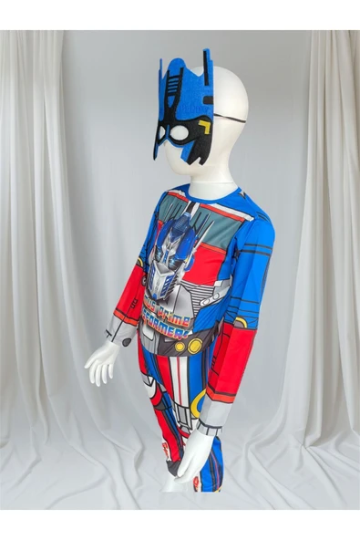 MODA ÇOCUK KOSTÜM Transformer Temalı Erkek Çocuk Kostüm – Tulum ve Maske 3-8 Yaş - Resim 4