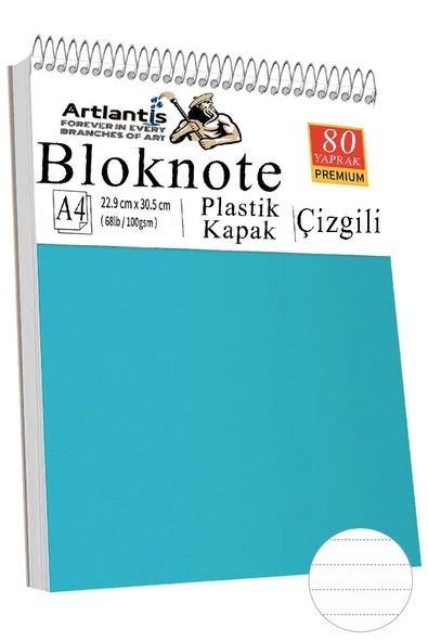 Telli Masaüstü Not Defteri Çizgili A4 1 Adet Masa Üstü Plastik Kapaklı Spiralli Bloknot Blocknote 80 Yaprak Okul Ofis ürün görseli