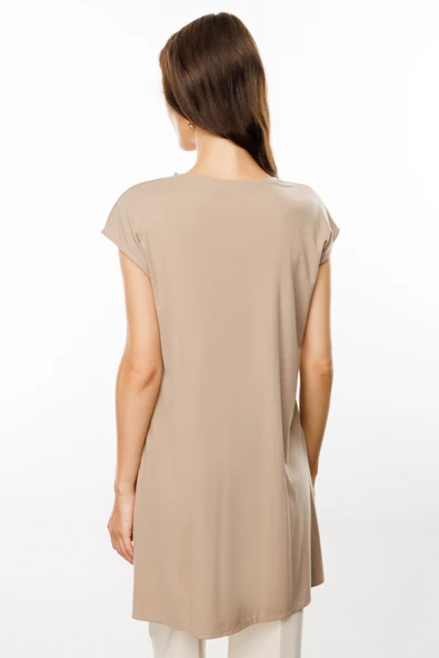 31419 ONTEKS SIFIR YAKA UZUN BASİC TUNİK BLUZ - Resim 11