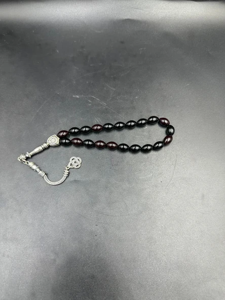 Alpaka Püskül  Ateş Kehribar Tespih - Resim 2