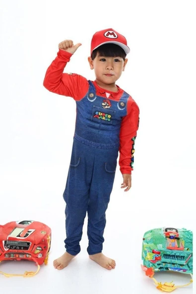 3A MODA ÇOCUK KOSTÜM Super Mario Çocuk Kostümü 4-10 Yaş Erkek Kostüm Seti ürün görseli