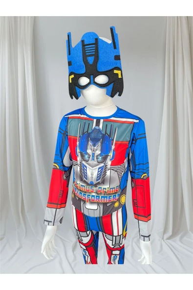 MODA ÇOCUK KOSTÜM Transformer Temalı Erkek Çocuk Kostüm – Tulum ve Maske 3-8 Yaş - Resim 5