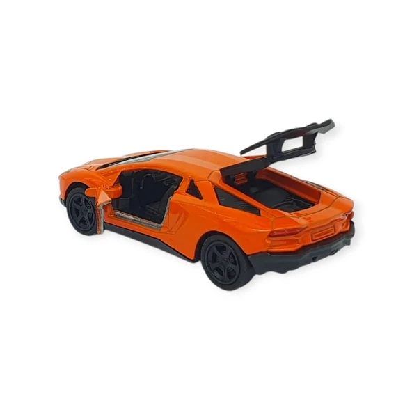 Çek Bırak Metal Küçük Arabalar 8 cm - 6411A-11 - Turuncu - Resim 4