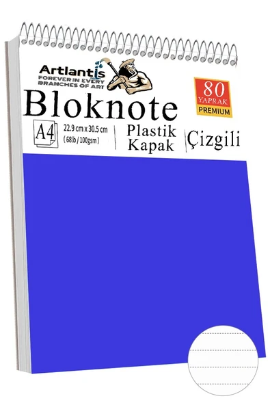 Telli Masaüstü Not Defteri Çizgili A4 1 Adet Masa Üstü Plastik Kapaklı Spiralli Bloknot Blocknote 80 Yaprak Okul Ofis - Resim 6