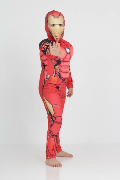 MODA ÇOCUK KOSTÜM Demir Adam Çocuk Kostümü – 3-10 Yaş Süper Kahraman Tulum ve Maske Seti ürün görseli