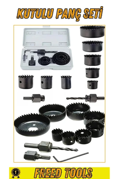 11 Parça Profesyonel Panç Seti Kartonpiyer Sunta Alçıpan Delici Testere Takımı Kartonpiyer Açma ürün görseli