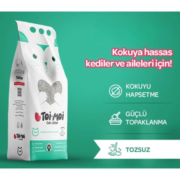 Toi Moi Kokusuz İnce Taneli Topaklanan Bentonit Kedi Kumu 10 lt - Resim 2
