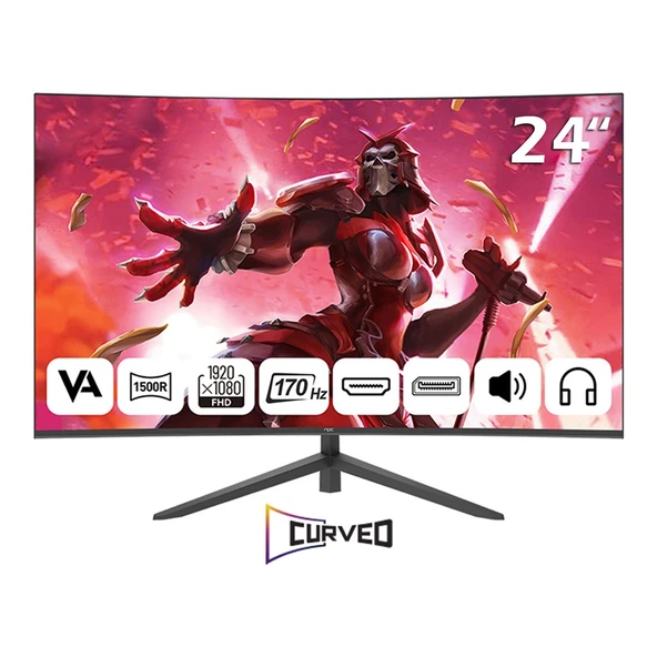 NPC 1ms 170Hz 24" 1920x1080 FHD Curved Gaming Monitör MD240K-V181 ürün görseli 1