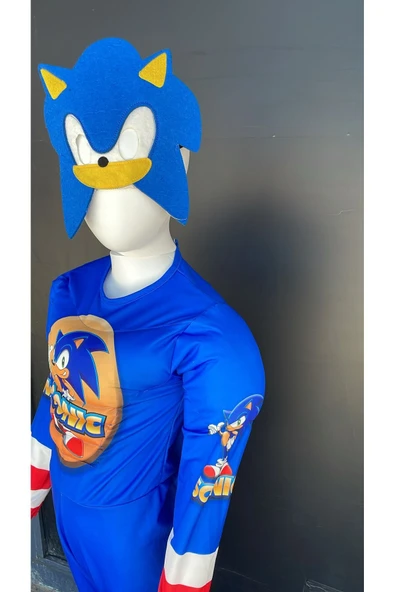 MODA Mavi Sonic Kaslı Çocuk Kostüm 3-10 Yaş İçin Eğlenceli ve Renkli Alternatif - Resim 6