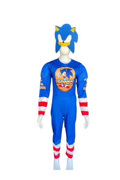 MODA Mavi Sonic Kaslı Çocuk Kostüm 3-10 Yaş İçin Eğlenceli ve Renkli Alternatif - Resim 3