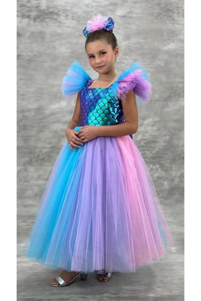 Güzin Fashion Deniz Kızı Uzun Tüllü Elbise - Resim 4