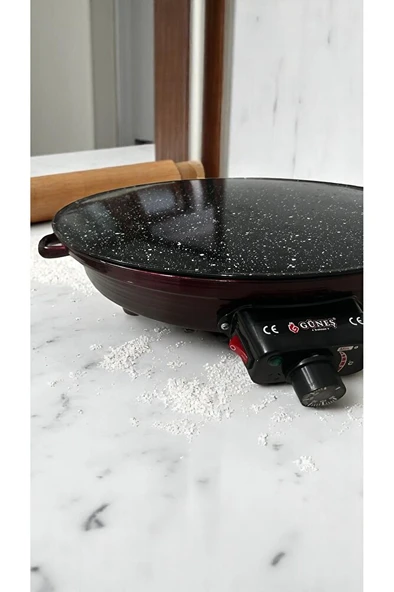 2000w Elektrikli Lüks Termostatlı 50 Cm Ekmek,gözleme,börek Ve Katmer Sacı l Granit emaye - Resim 4