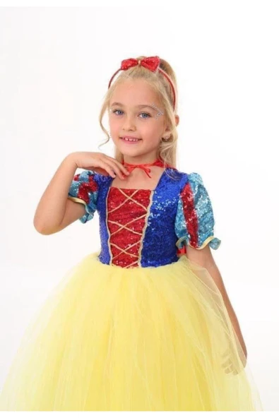 MODA KIZ ÇOCUK KOSTÜMÜ Pamuk Prenses Kostümü 3-10 Yaş – Kız Çocuk Prenses Elbisesi - Resim 2