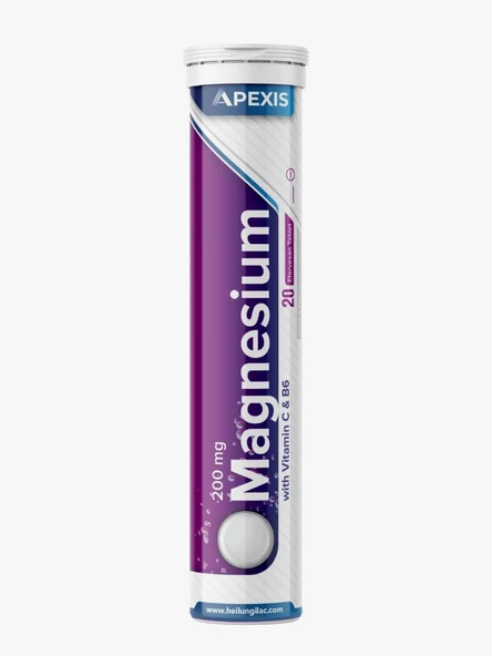 Apexis Magnesium 200 mg 20 efv tablet (magnezyum sitrat , C vit, B6 vit ) ürün görseli 1