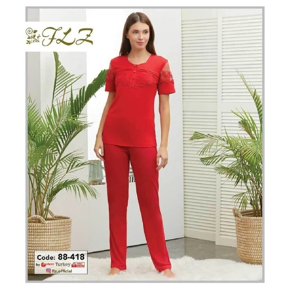 Dowry Flz 88-418 Kısa Kollu Bayan Pijama Takımı SİYAH RENK S BEDEN ürün görseli