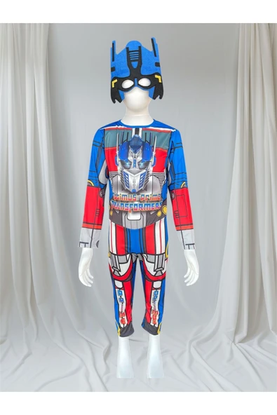 MODA ÇOCUK KOSTÜM Transformer Temalı Erkek Çocuk Kostüm – Tulum ve Maske 3-8 Yaş - Resim 3