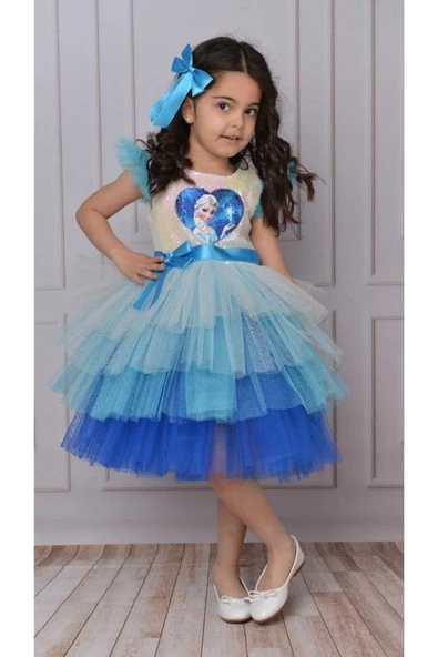 arya kostüm çocuk kostüm Elsa Elbisesi 1-8 Yaş Kız Çocuk Karlar Ülkesi Kostüm Doğum Günü Parti Elbisesi ürün görseli
