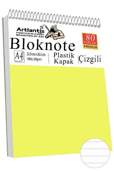 Telli Masaüstü Not Defteri Çizgili A4 1 Adet Masa Üstü Plastik Kapaklı Spiralli Bloknot Blocknote 80 Yaprak Okul Ofis - Resim 9