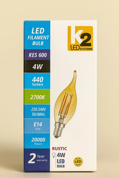 K2 LED Systems 4W LED Filament Ampul ürün görseli