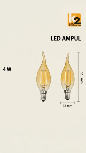 K2 LED Systems 4W LED Filament Ampul - Resim 2