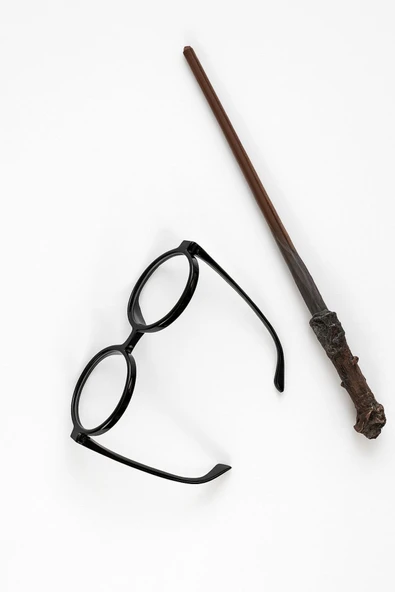 arya kostüm çocuklar için harry pother tarzı sihirli asa ve gözlük seti - Resim 2