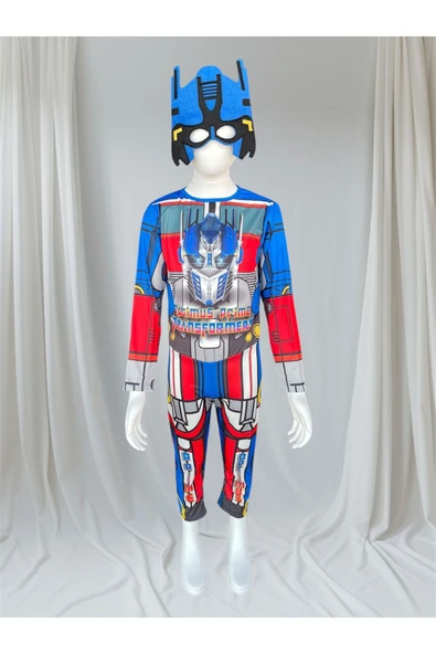 MODA ÇOCUK KOSTÜM Transformer Temalı Erkek Çocuk Kostüm – Tulum ve Maske 3-8 Yaş - Resim 2