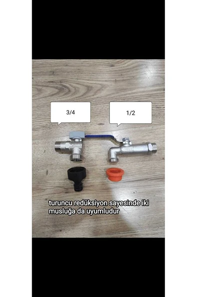 BAHÇE MUSLUĞU VE BATARYA ADAPTÖRÜ 1/2-3/4 ÇİFT ÖLÇÜ VE HORTUM BAĞLANTI ADAPTÖRÜ 1/2 - Resim 3