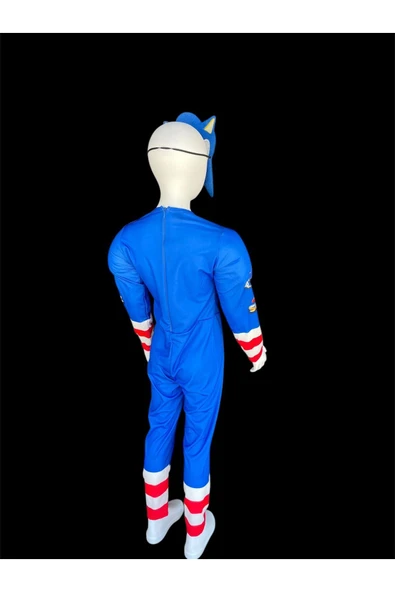 MODA Mavi Sonic Kaslı Çocuk Kostüm 3-10 Yaş İçin Eğlenceli ve Renkli Alternatif - Resim 4