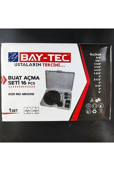 Profesyonel 16 Parça Panç Seti Kartonpiyer Sunta Alçıpan Delici Testere Takımı Kartonpiyer - Resim 3