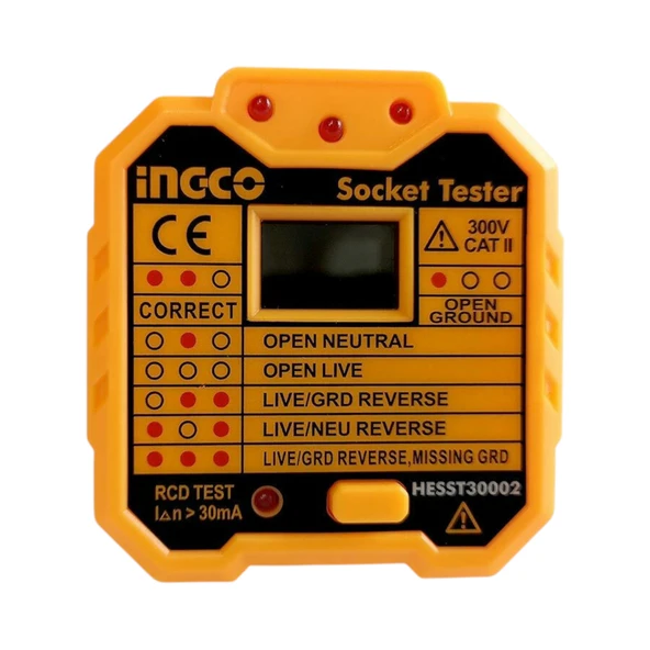Ingco HESST30002 Soket/Priz Test Cihazı 300V/CAT II - Resim 4
