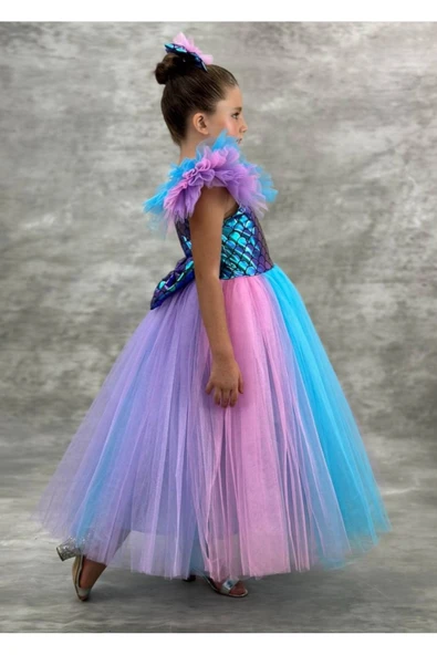 Güzin Fashion Deniz Kızı Uzun Tüllü Elbise - Resim 2