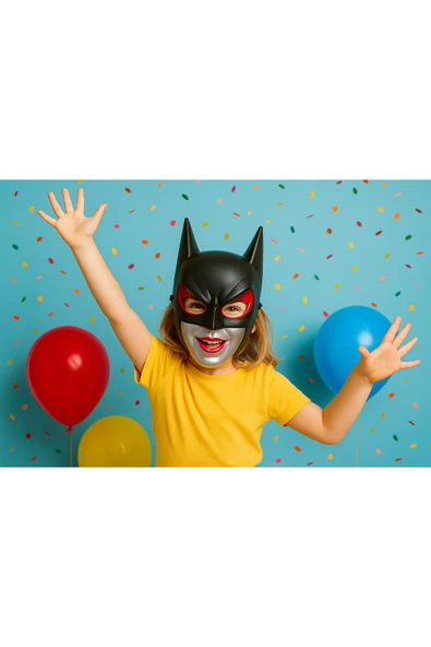 arya kostüm ÇOCUK MASKE Batgirl MASKE Batman Stil Maske | Kız Çocuklar İçin Renkli ve Şık Kostüm Maskesi ürün görseli