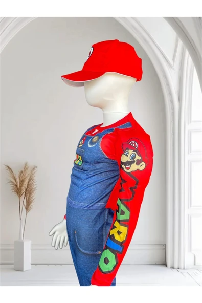 3A MODA ÇOCUK KOSTÜM Super Mario Çocuk Kostümü 4-10 Yaş Erkek Kostüm Seti - Resim 2