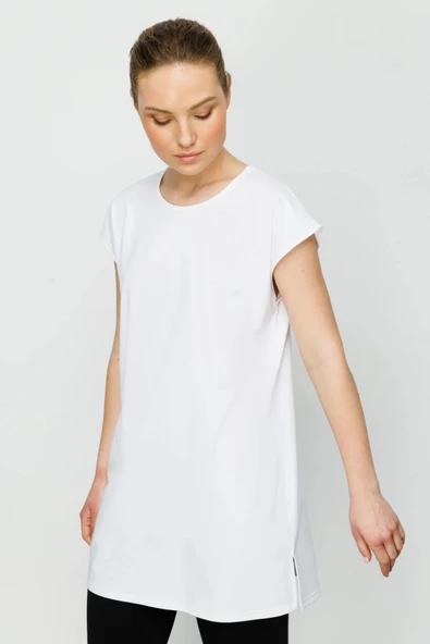 31419 ONTEKS SIFIR YAKA UZUN BASİC TUNİK BLUZ - Resim 7