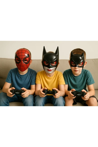 arya kostüm ÇOCUK MASKE Batgirl MASKE Batman Stil Maske | Kız Çocuklar İçin Renkli ve Şık Kostüm Maskesi - Resim 3