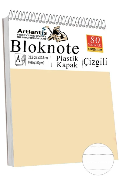 Telli Masaüstü Not Defteri Çizgili A4 1 Adet Masa Üstü Plastik Kapaklı Spiralli Bloknot Blocknote 80 Yaprak Okul Ofis - Resim 4