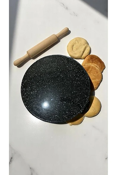 2000w Elektrikli Lüks Termostatlı 50 Cm Ekmek,gözleme,börek Ve Katmer Sacı l Granit emaye - Resim 3