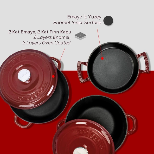 LAVA Döküm Bordo Serisi 5 Parça Set – Sıcak Lezzetler, Göz Alıcı Renk - Resim 6