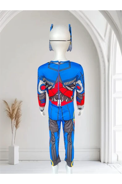 MODA ÇOCUK KOSTÜM Transformer Temalı Erkek Çocuk Kostüm – Tulum ve Maske 3-8 Yaş - Resim 6
