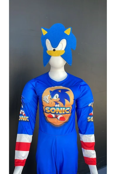 MODA Mavi Sonic Kaslı Çocuk Kostüm 3-10 Yaş İçin Eğlenceli ve Renkli Alternatif - Resim 5