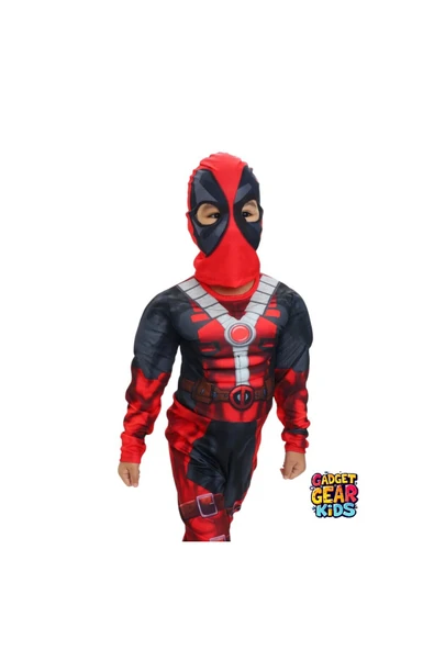 Saatistan Kırmızı Çocuk Süper Kahraman Kostümü, Halloween ve Parti İçin Renkli Giyim - Resim 3