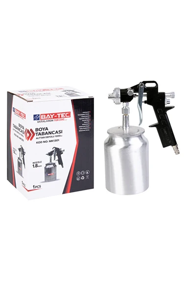 MK1301 Alttan Depolu Boya Tabancası – 1.8 mm Ayarlanabilir Nozul, 1000 cc Alüminyum Hazne - Resim 4